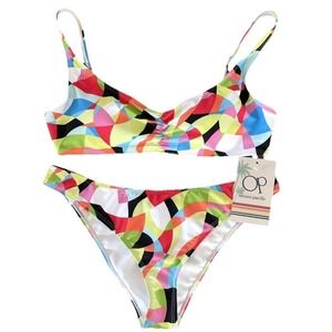 OP OCEAN PACIFIC Women GEOMETRIC PRINT BIKINI SWIMSUIT 2 PC SET  Size XL